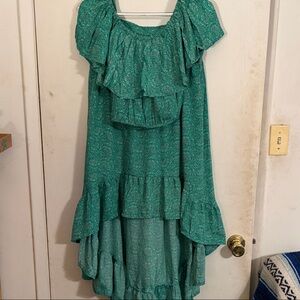 Summer Green Midi 2 Piece skirt high/low